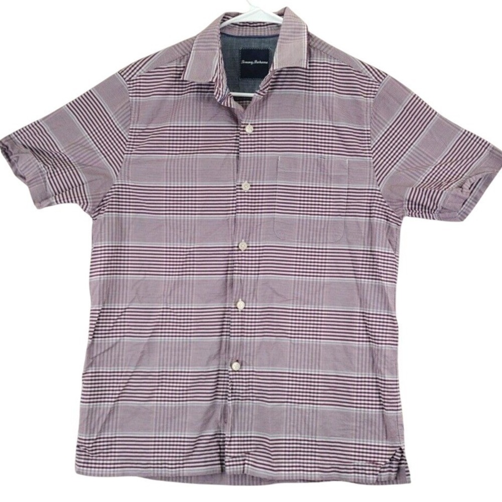 Tommy Bahama Button Up Shirt Mens S Plaid Stripe‎ Short Sleeve Casual